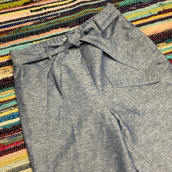 Bar 111 Blue Linen Wide Leg Crop Pants-#2015 - Picture 1 of 14